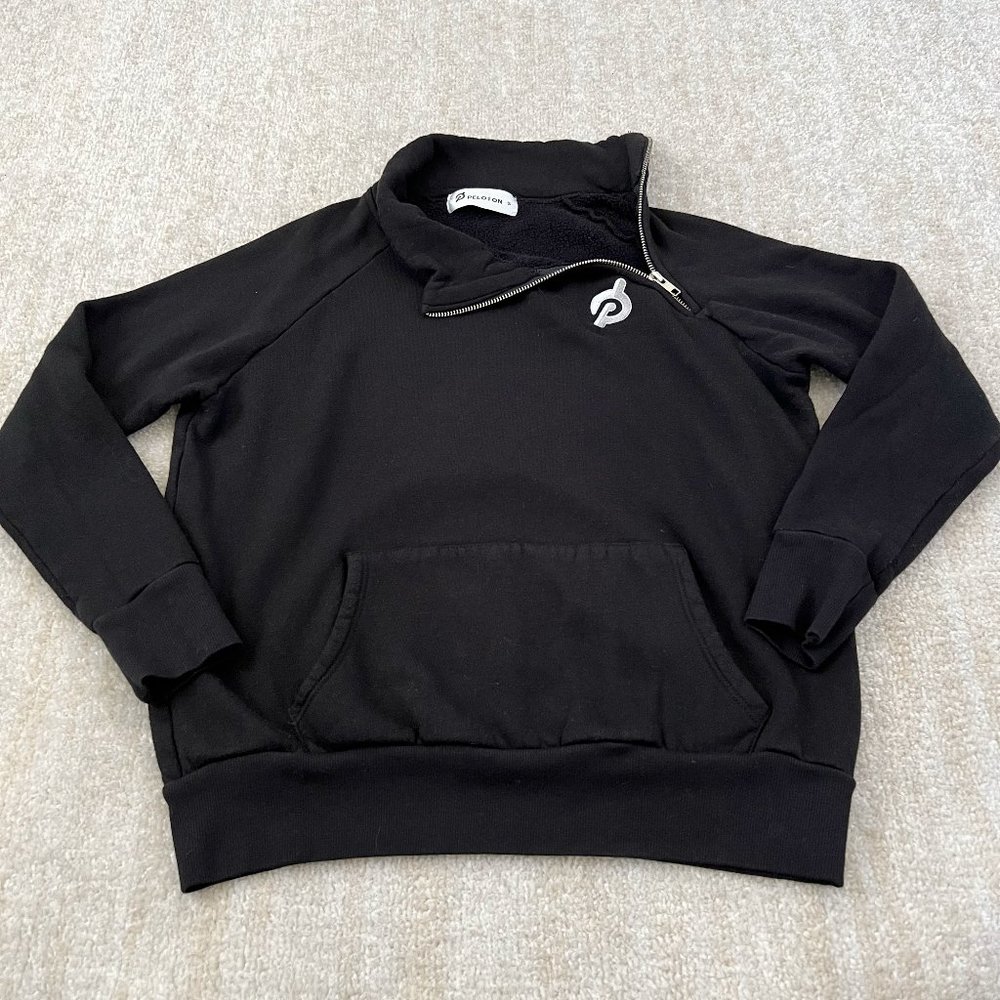 Peloton 1/4 Zip Pullover Sweatshirt Top S Black